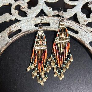 Myra Bag Bohemian, Dangle Earrings in Orange and Gold